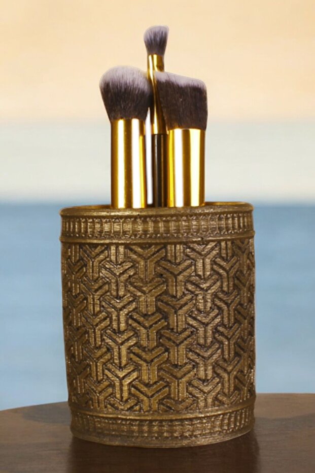 Makeup Organizer, Makeup Brush Holder, Makeup Brush Set, Gold Antique Finish, Model 4