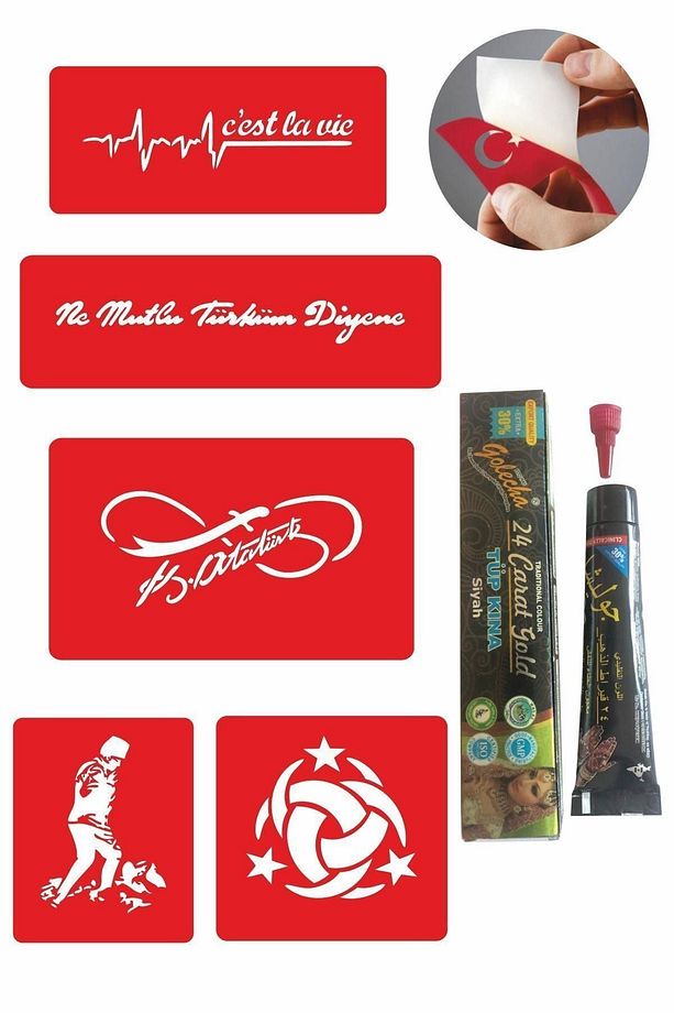 Atatürk Desenleri Hint Kınası Ile Geçici Dövme Yapma Seti - 1