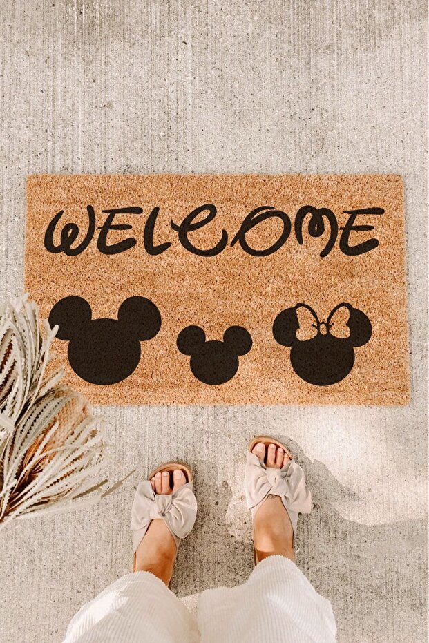 Welcome Mickey Mouse 3 Figürlü Kapı Önü Paspası - 1