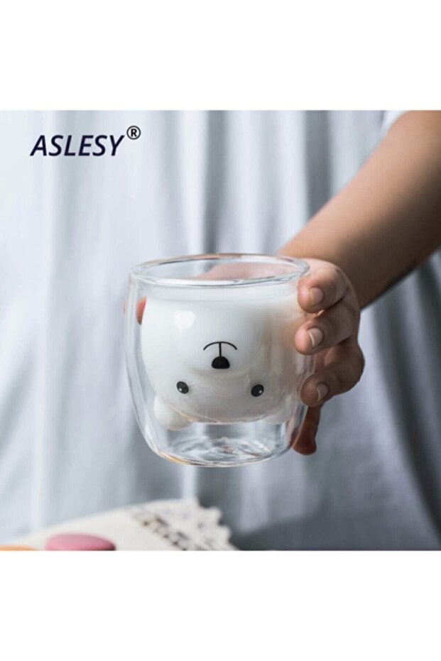Double Walled Design Glass Cup Bear And Cat Gift Bear And Cat Double Glass Cup