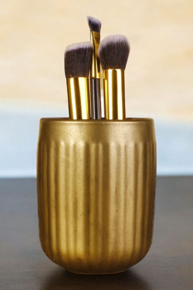 Makeup Organizer, Makeup Brush Holder, Makeup Brush Holder, Gold Antique Finish, Model 11