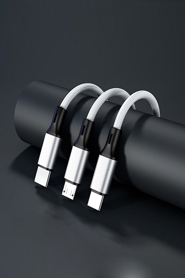 Xiaomi Samsung Iphone Huawei Uyumlu 5a Örgü Hasır Çoklu Şarj Kablosu Type-c Micro Lightning - 2