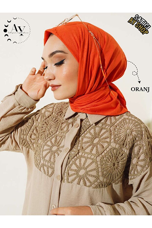 Hijab Women's Bamboo Kraş Orange Scarf