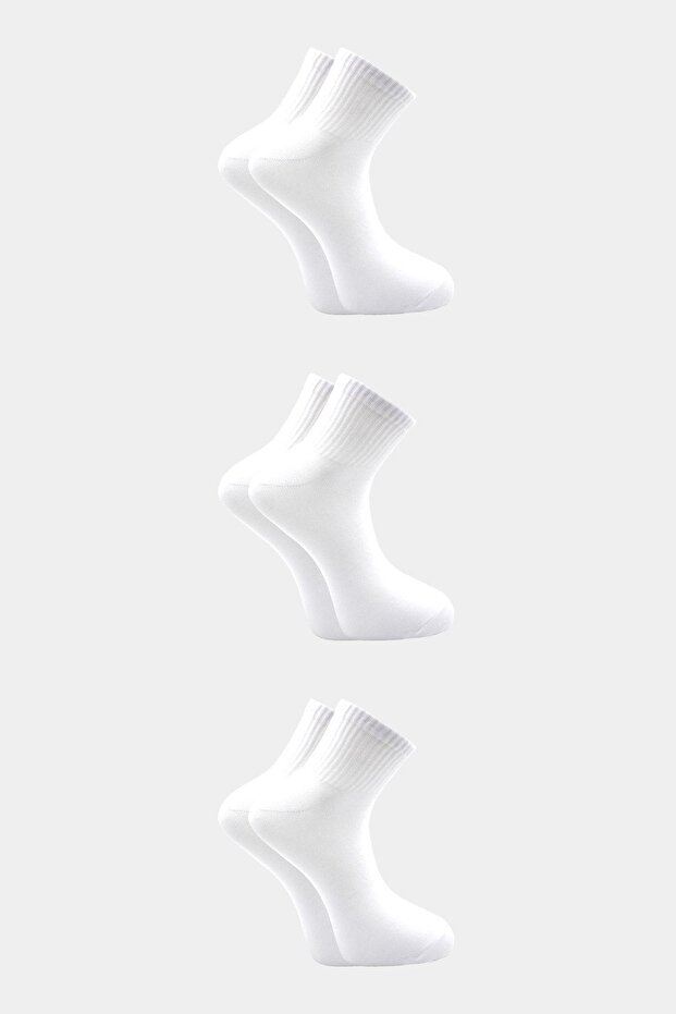 Unisex White Half Conch Tennis Socks College 3 Pack