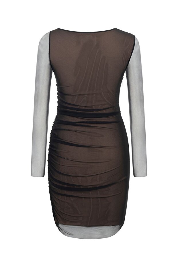 SEEN KADIN DRAPELI TUL ELBISE - 2