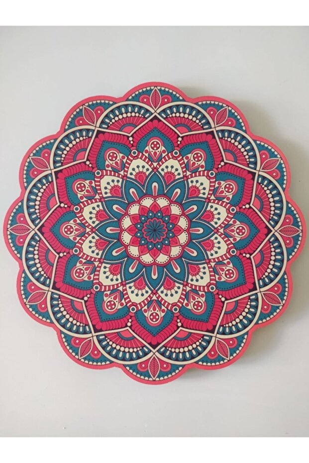 15 Cm Wooden Authentic Patterned Trivet - Non-Scratch Base, Set of 3 - 5