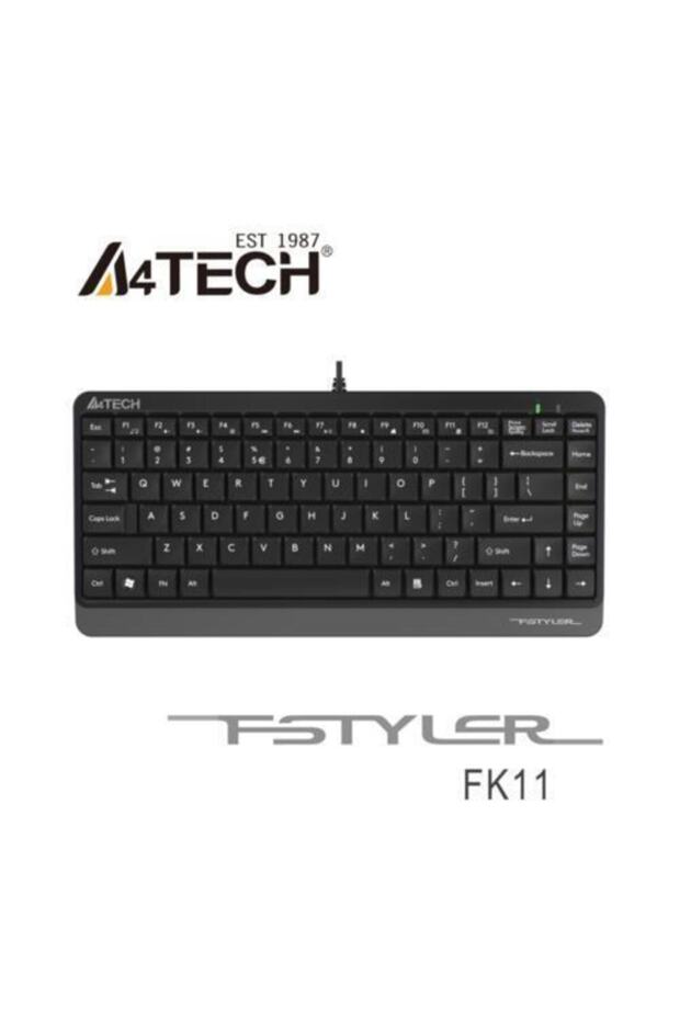 FK11 Q USB Kablolu MM Mini Klavye Gri – Kompakt, Sessiz ve Ergonomik Tasarım - 1