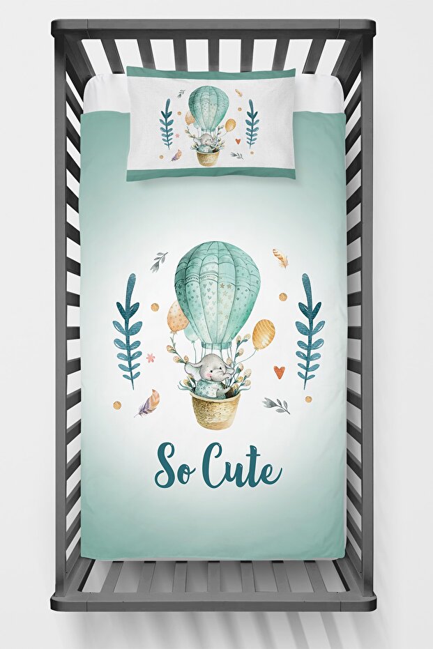 Baby Bedspread Green Balloon Elephant