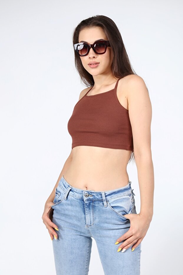 المرأة البني الأساسية حبل حزام المحاصيل الأعلى - 2