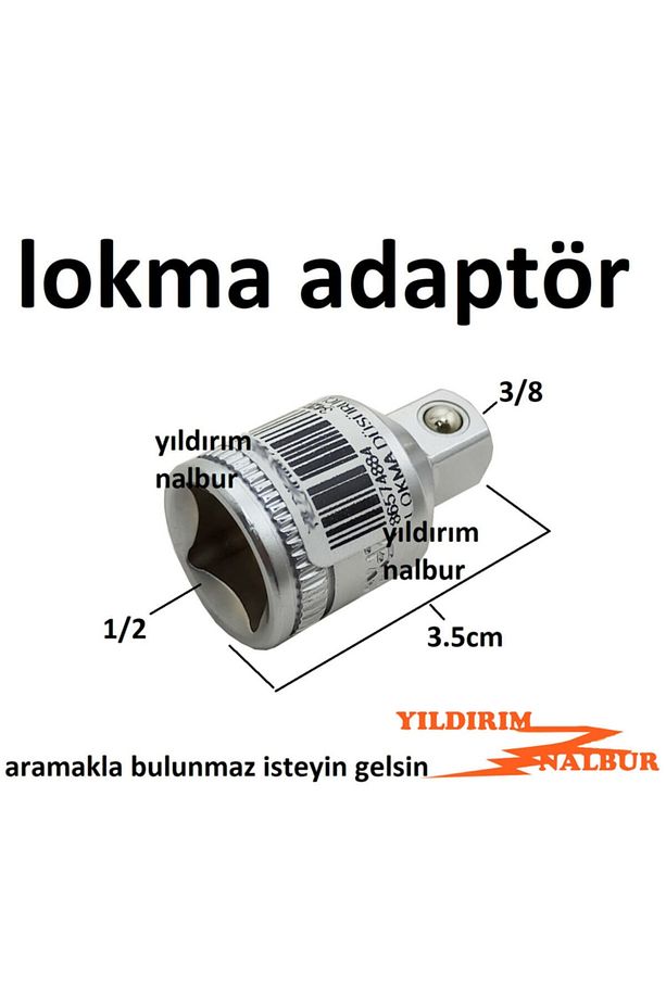 Lokma Kolu Düşürücü 1/2-3/8 Erkek Tip Cırcır Lokma Ara Adaptör Lokma - 2
