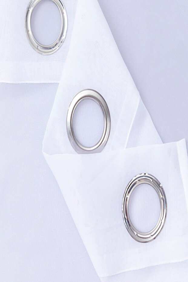 Rustikli Tül Perde - Kuşgözlü Perde - Beyaz Tül Perde - Rustik - 3