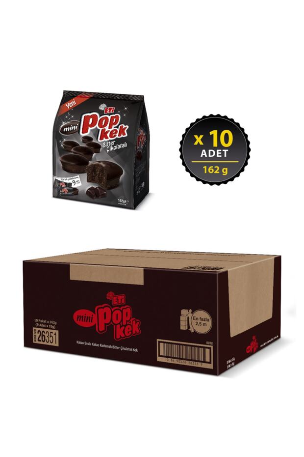 Popkek Mini Bitter Çikolatalı Kek 162 g x 10 Adet - 2