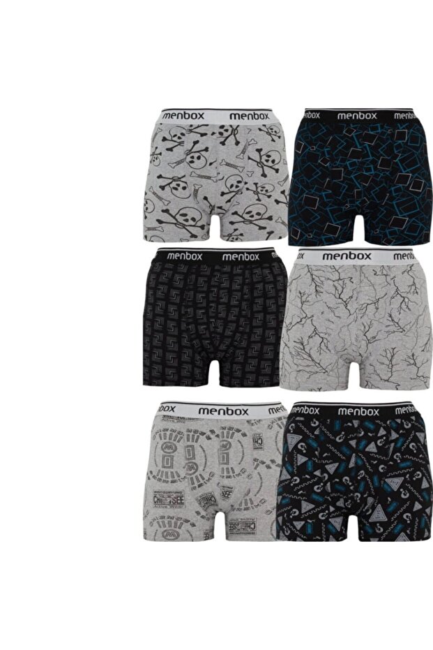 Menbox 6 Pack Patterned Lycra Classic Men's Boxers - 2