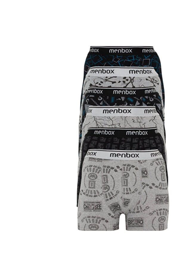 Menbox 6 Pack Patterned Lycra Classic Men's Boxers - 3