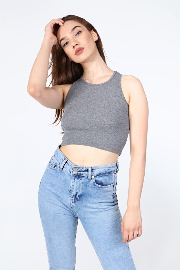 بلوزة رمادية قصيرة رامبو - 8