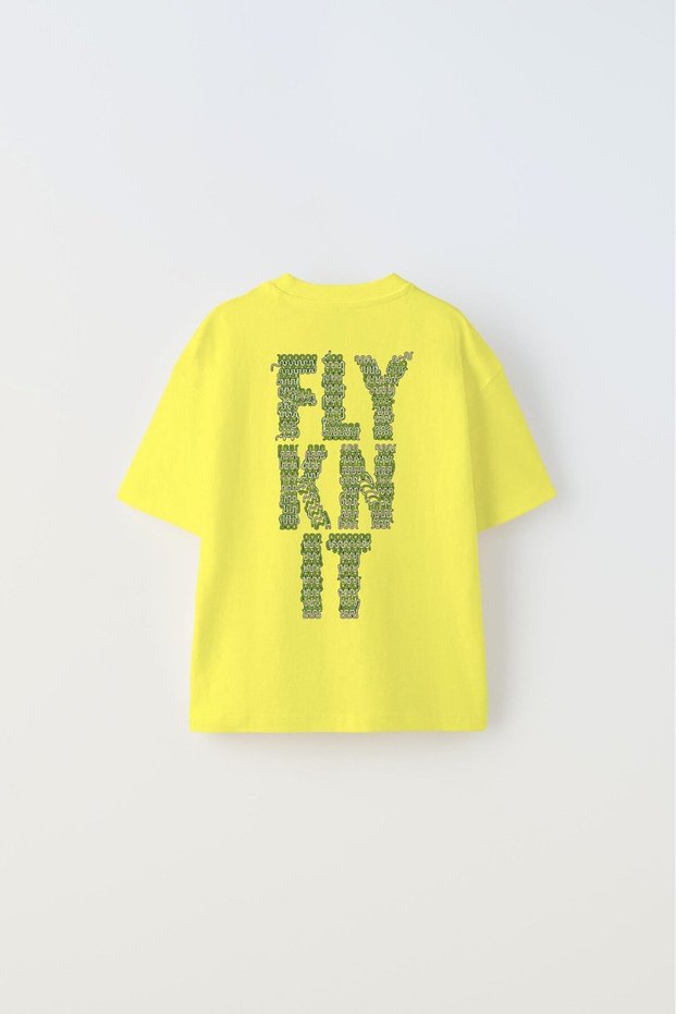 Collective Fly Knit Written Football Design Printed Yellow Children's T-Shirt