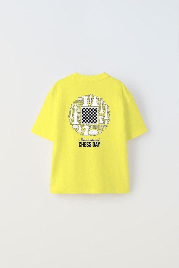 International Chess Day Written Chess Design Printed Yellow Children's T-Shirt