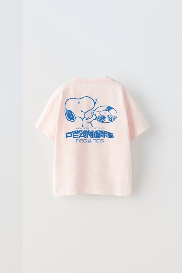 The Champ Peanuts Records Printed Pink Boy's T-Shirt