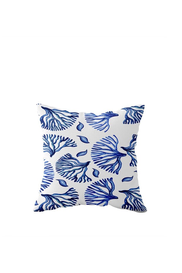 Blue Leaf Pattern Single Side Hidden Zipper Pillowcase Throw Pillow Sofa Pillowcase