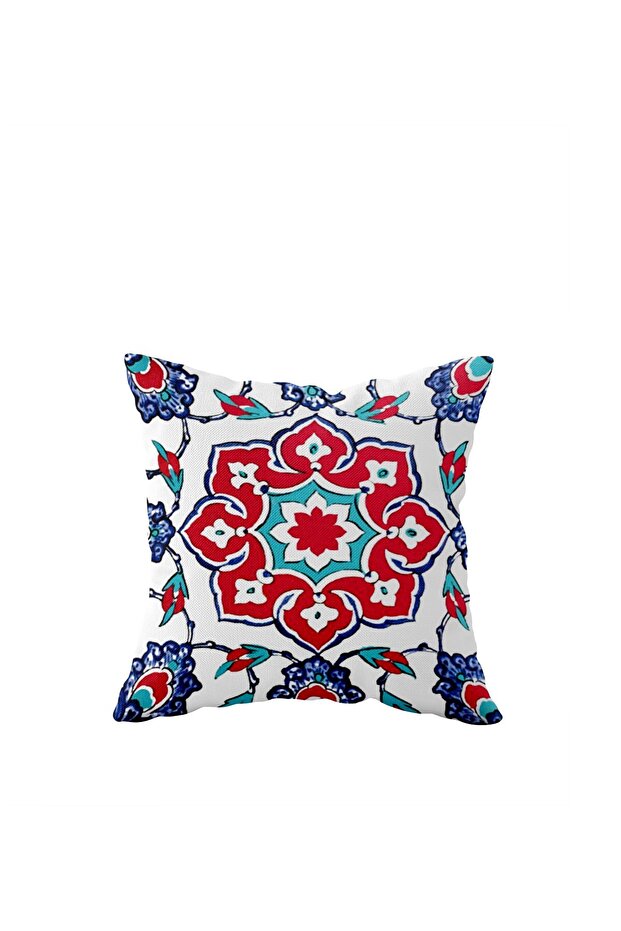 Blue Tile Single Side Hidden Zipper Pillow Case Throw Pillow Sofa Pillow Case