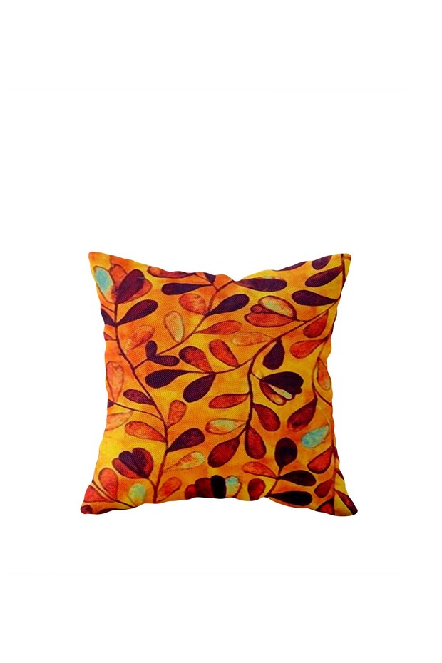 Orange Leaf Pattern Leafy Single Side Hidden Zipper Pillowcase Throw Pillow Sofa Pillow Case