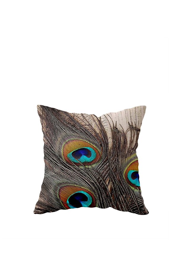 Coffee Peacock Pattern Single Side Hidden Zipper Pillowcase Throw Pillow Sofa Cushion Case