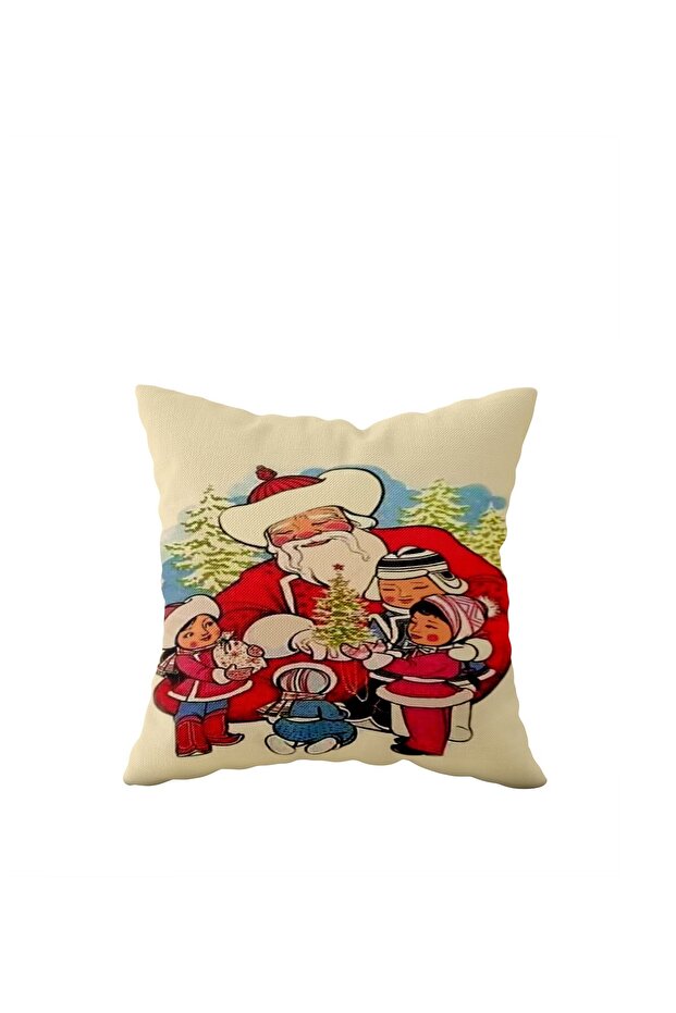 Santa Claus Patterned Single Side Hidden Zipper Pillowcase Throw Pillow Sofa Pillowcase