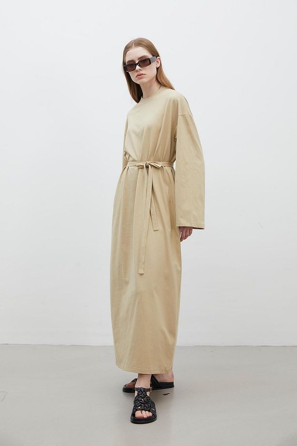 OVERSIZE PAMUKLU ELBİSE CAMEL - 7