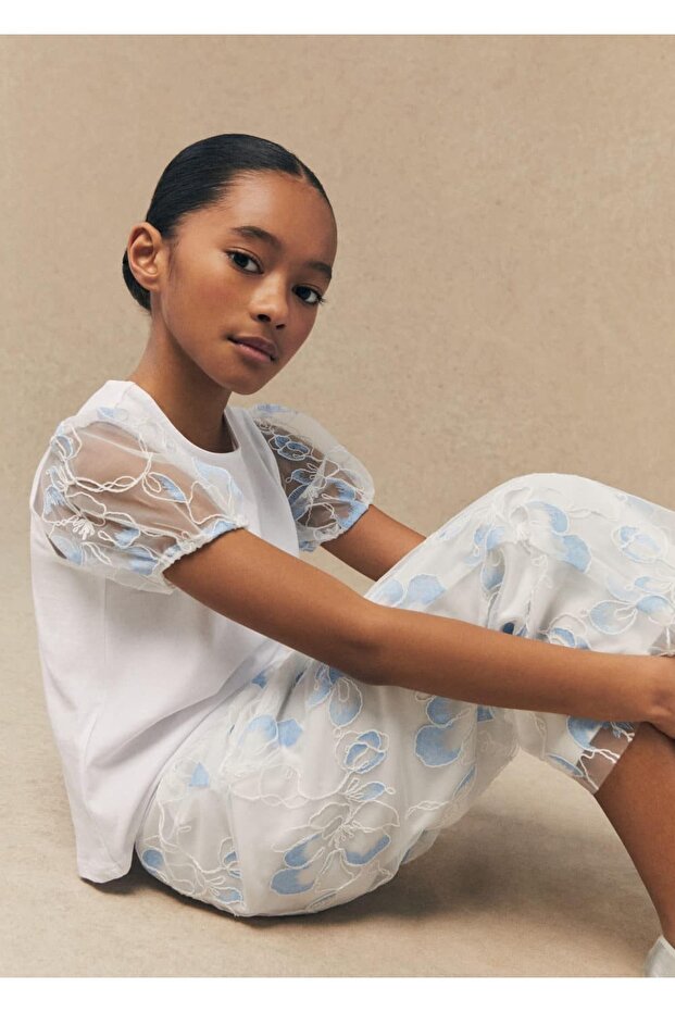 İşlemeli tül pantolon - 4