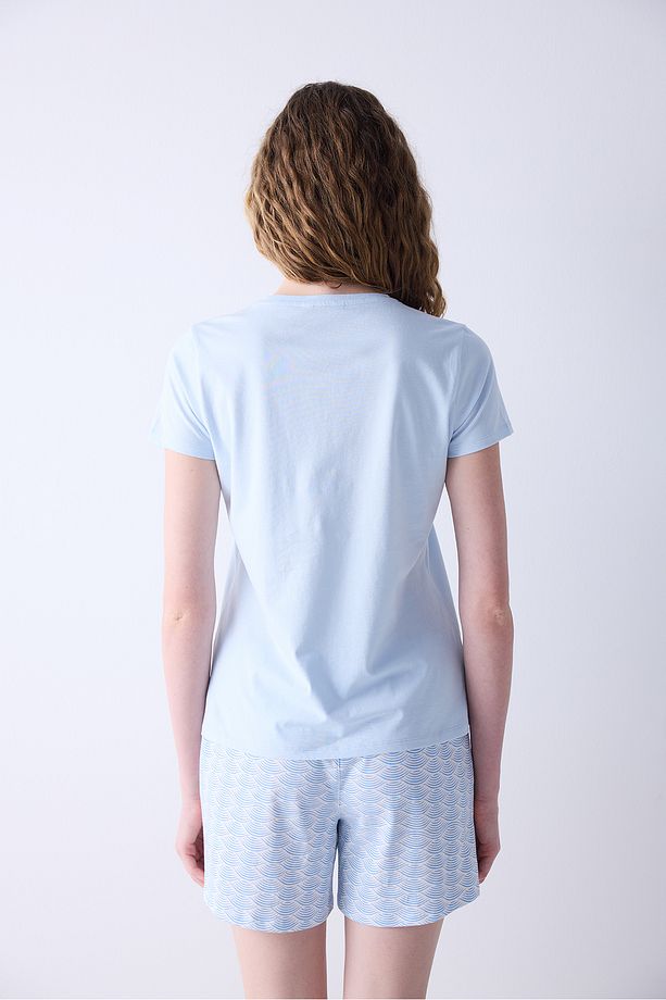 Sea Açık Mavi Şortlu Pijama Takımı - 4