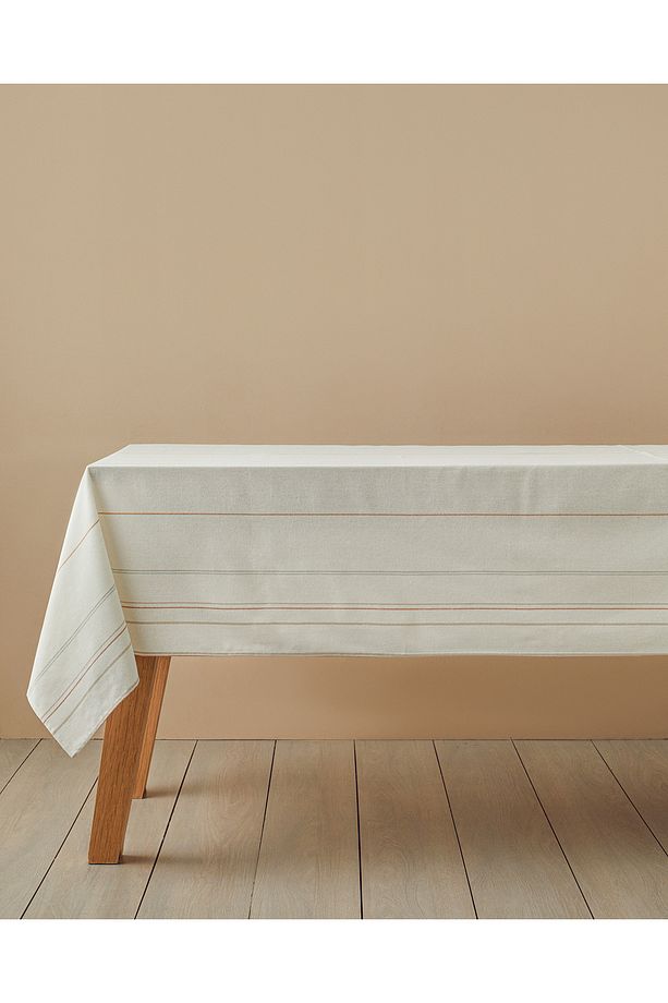 Tender Pamuk Polyester Masa Örtüsü 150x200 cm Krem - Mavi - 1
