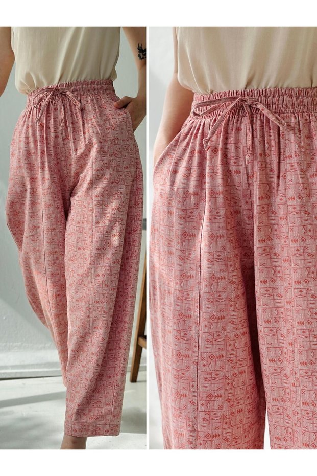 Women's Salmon Light Baggy Trousers - Yoga Meditation