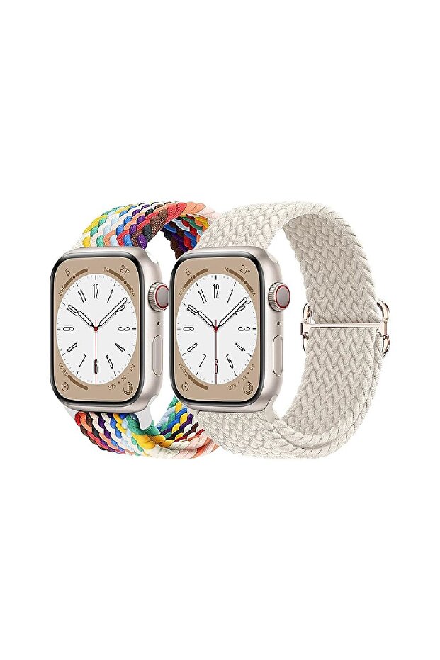 Watch Uyumlu 38mm 40mm 41mm 2 ADET SET 1/2/3/4/5/6/se/7/8/9 Kordon Loop Örgülü Kordon - 1