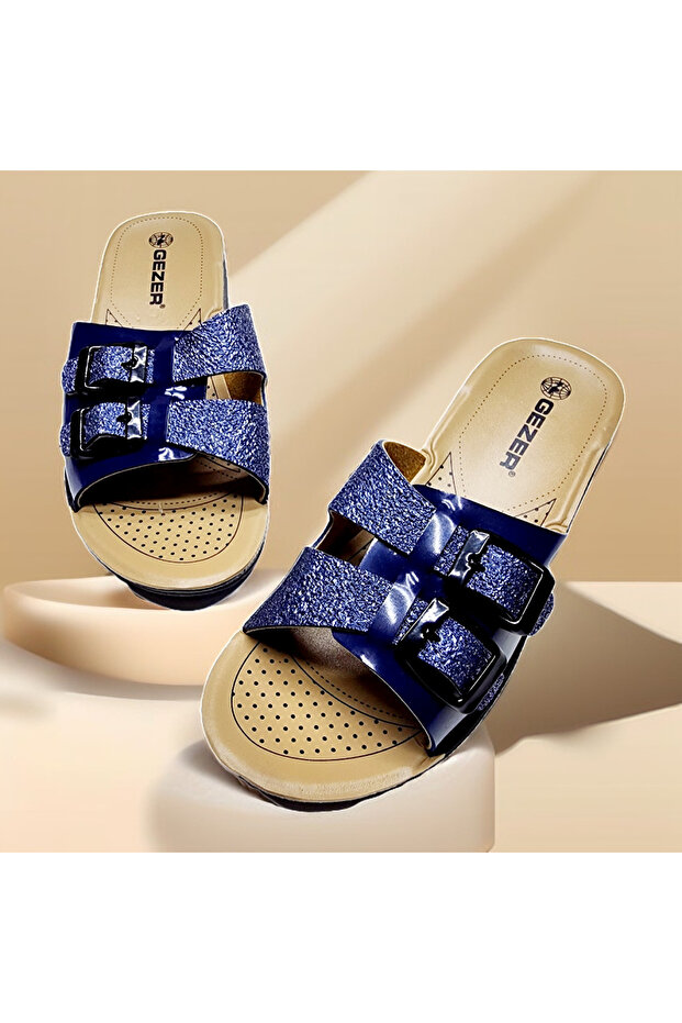 Daily Double Buckle Adjustable Shiny Home and Outdoor Slippers