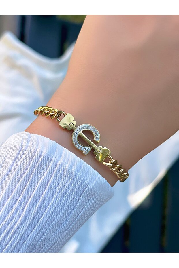 Kbc Steel Letter Chain Bracelet "Letter C" (Does Not Tarnish - Does Not Rust - Does Not Lose Color)