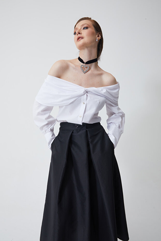 POPLİN KAYIK YAKA GÖMLEK - 1