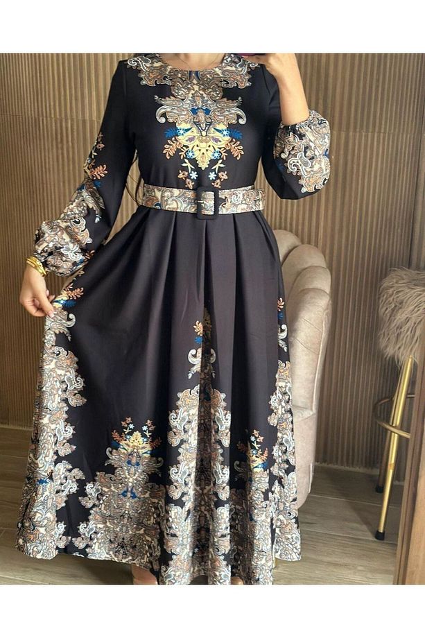 elbise atlas kumaş siyah ile kahverengi yazlık ve kışlık moda - 3