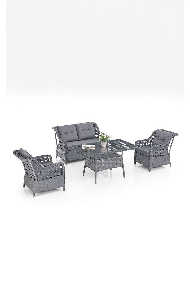 Eren Rattan Bahçe Balkon Takımı 2+1+1 Antrasit - 1