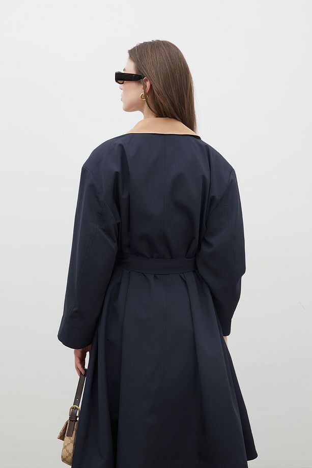 MILANO OVERSIZE TRENÇHKOT LACİVERT - 4