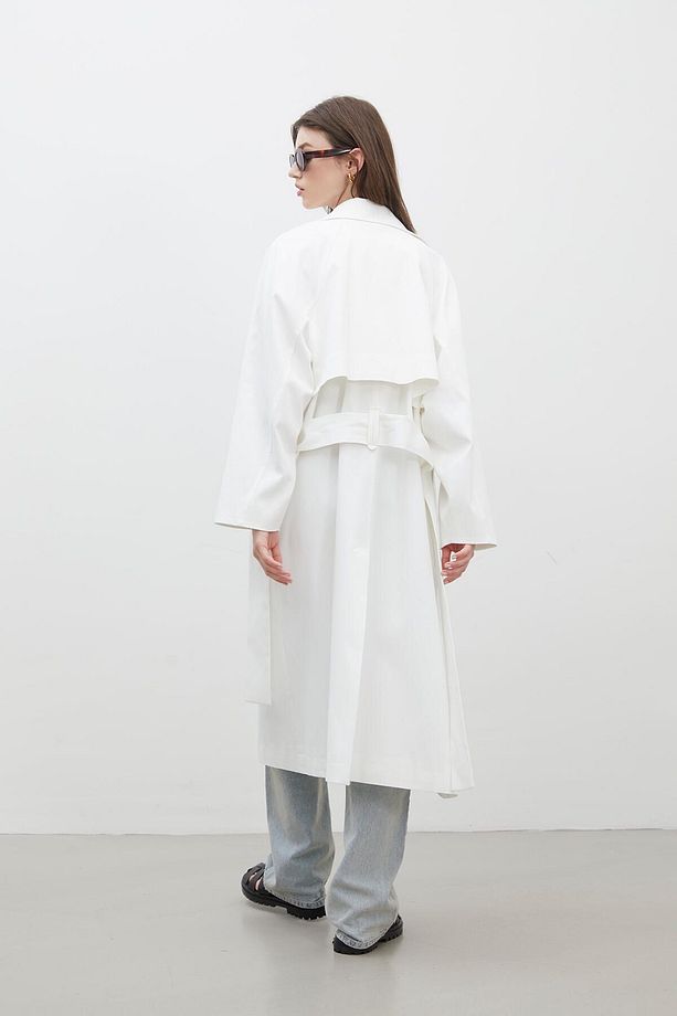 OVERSIZE GENİŞ YAKA TRENÇKOT EKRU - 8