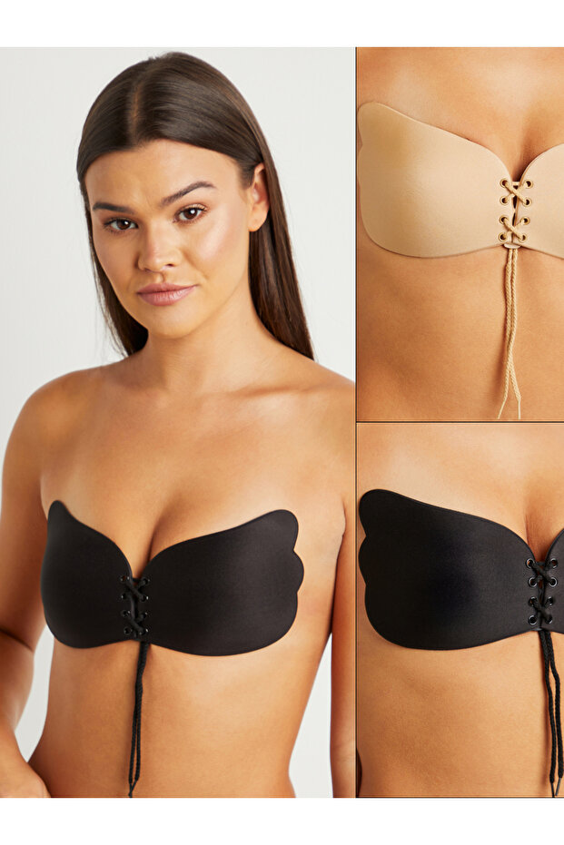 Pack of 2 - Stick On Lace-Up Bra