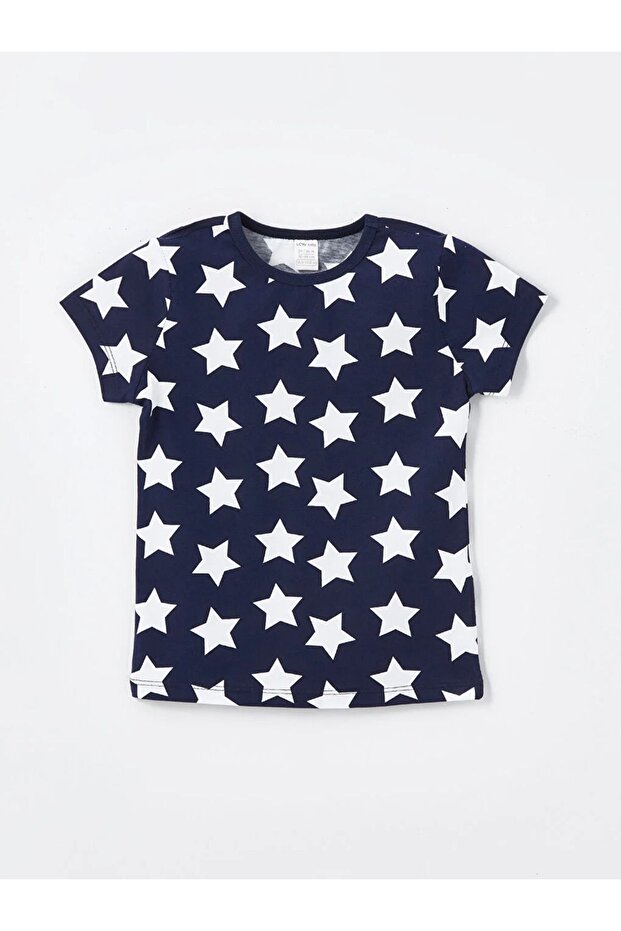 LCW baby Crew Neck Short Sleeve Printed Baby Boy Pajamas Set