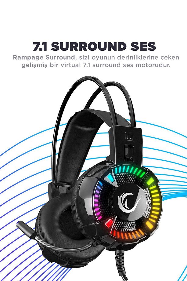 Styles Siyah Usb 7.1 Rgb Ledli Gaming Oyuncu Mikrofonlu Kulaklık - 5
