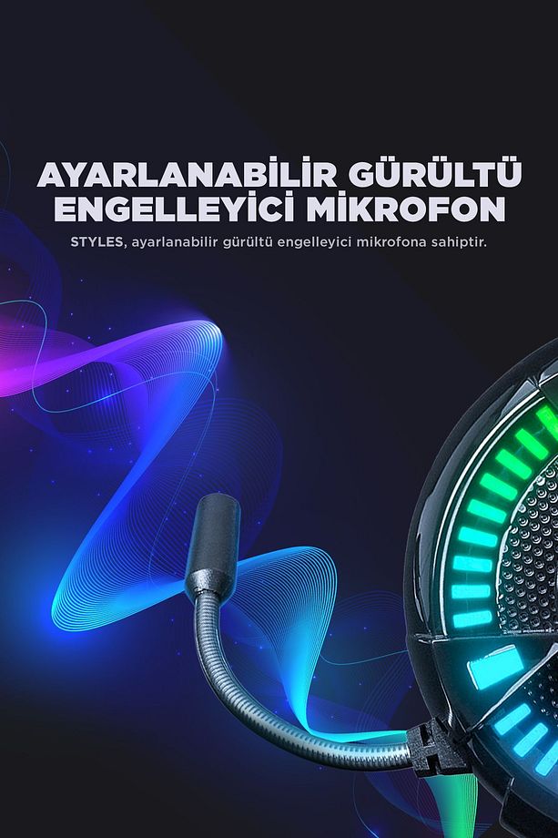 Styles Siyah Usb 7.1 Rgb Ledli Gaming Oyuncu Mikrofonlu Kulaklık - 4