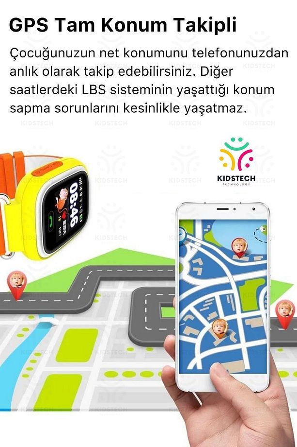 Çocuklar Için Gps Konum Btk Kayıtlı Sim Kartlı Çocuk Takip Ortam Dinleme Özellikli Q90 Akıllı Saat - 2