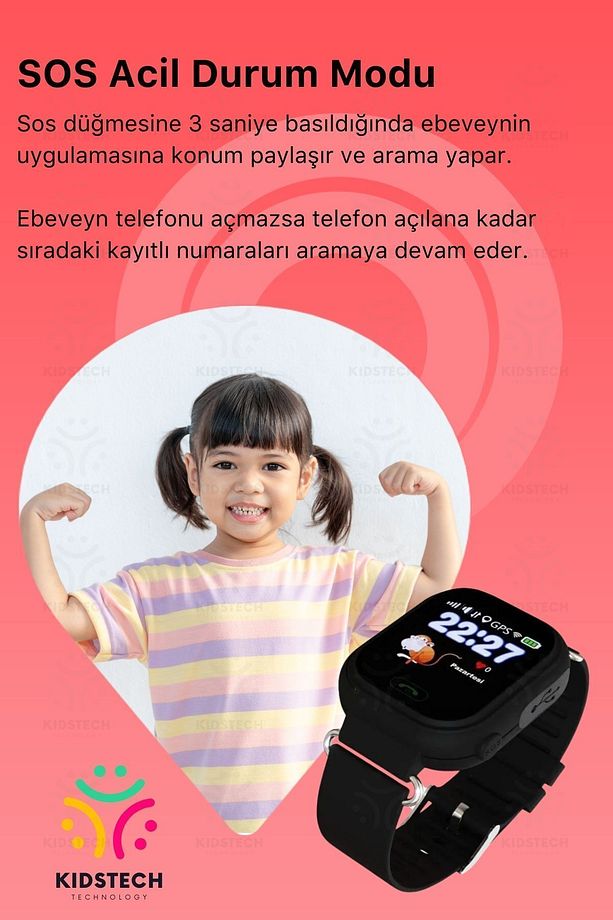 Çocuklar Için Gps Konum Btk Kayıtlı Sim Kartlı Çocuk Takip Ortam Dinleme Özellikli Q90 Akıllı Saat - 4