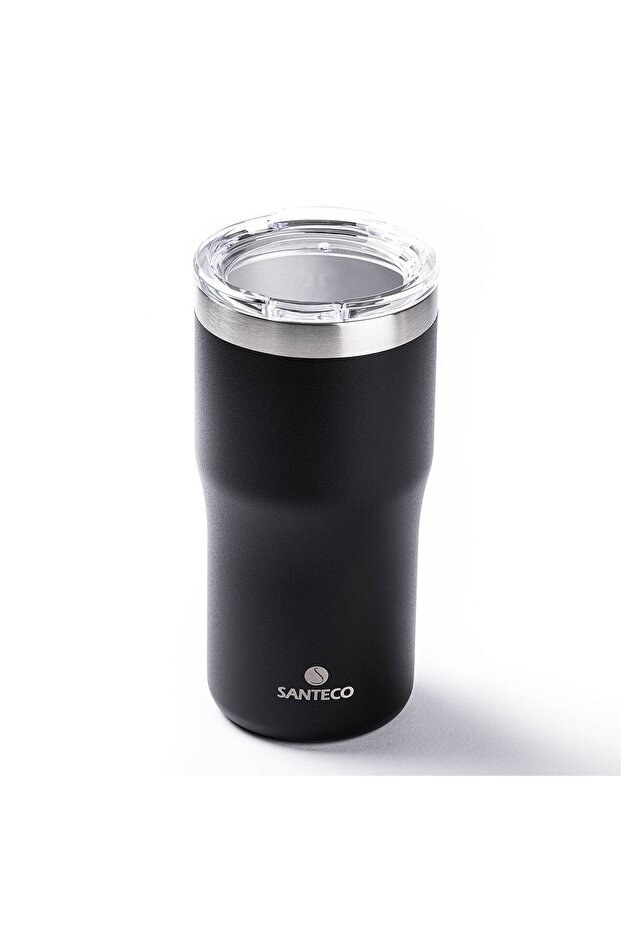 500ML Stainless Steel Thermos Cup - Black, Double Layer, Tritan Lid