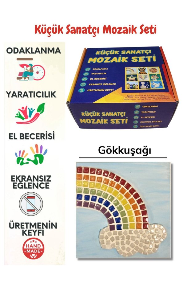 Children's Mosaic Set-Attention and Hand Skill Developer Artistic Educational Toy (Rainbow)