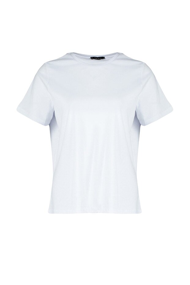 Crew nyakú fehér póló - 100% pamut, nagy méretű TBBSS22TS0733 - 6