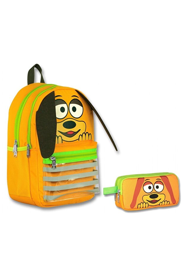 Ümit Bag Cennec Dangling Ears Boys' Yellow Primary School Bag and Pencil Case Set